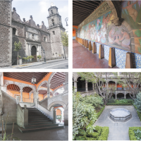 Malintzin y  Hernán Cortés en el Hospital de Jesús